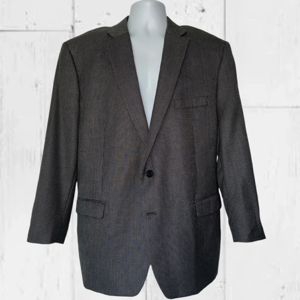 Lauren Ralph Lauren Men’s 48R Blazer Gray Micro Houndstooth Two Button Jacket